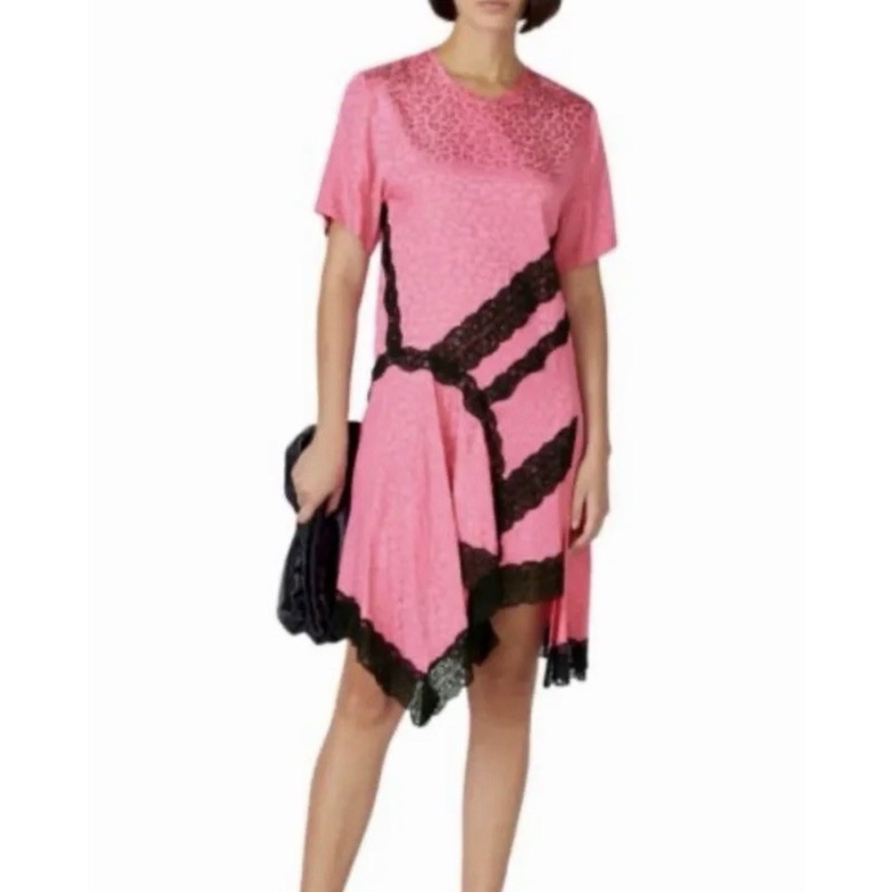 Koche Leopard Satin Mini Dress Women 38/6 S Pink Retro Whimsigoth Fairy Grunge